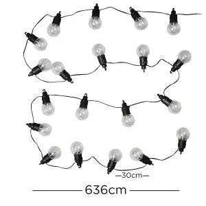 ValueLights Set of 10 IP44 Rated Decorative Outdoor Garden Integrated Warm White LED Festoon Clear Globe Lights 6M Length