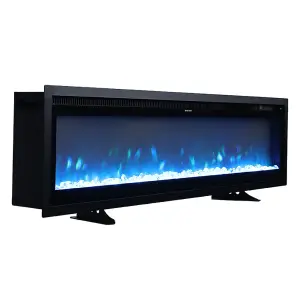 Electric Fire Wall Mounted Wall Inset Or Freestanding Fireplace 12 Flame Colours with Remote Control 80 Inch