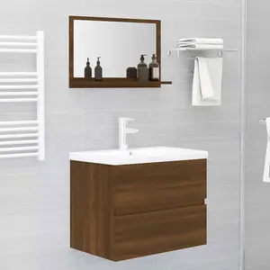 Berkfield Bathroom Mirror Brown Oak 60x10.5x37 cm Engineered Wood