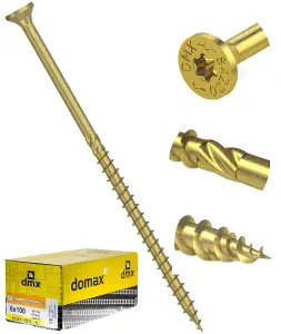 8mm x 260mm (Pack of 50) Yellow Hardened Countersunk Head Torx Wood Timber Construction Screw High Performance Carpenter Screws