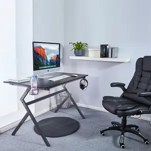 Neo Grey Ergonomic Gaming Desk with Headphone Hook