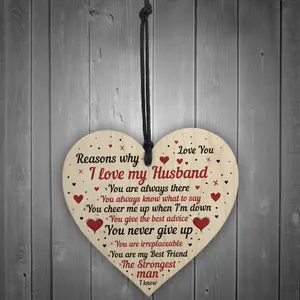 Red Ocean Wooden Heart Valentines Day Gift For Husband 10 Reasons Why I Love You Keepsake Plaque Anniversary Romantic Gifts