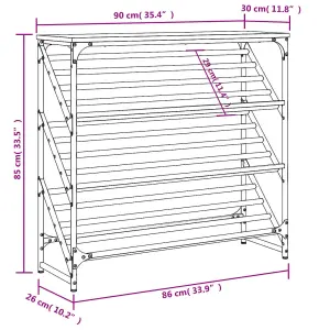 Berkfield Shoe Rack Brown Oak 90x30x85 cm Engineered Wood