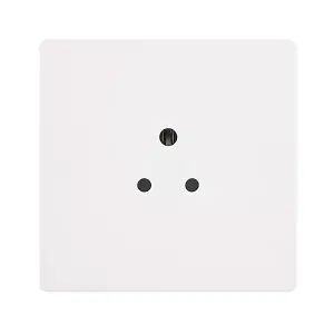 White Metal Screwless Plate 1 Gang 2A Round Pin Socket - White Trim - SE Home