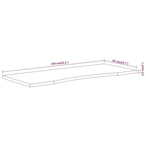 Berkfield Desk Top 140x50x2.5 cm Rectangular Solid Wood Acacia