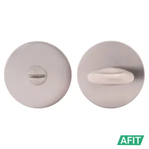 AFIT Round Bathroom Thumbturn & Release Set - Satin Nickel Universal Satin Door Turn and Release Lock for Bathroom/Toilet