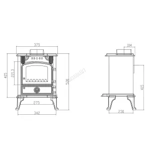 HEATSURE Cast Iron Woodburning Multifuel Stove Fireplace Heat Warm Indoor 4.5KW