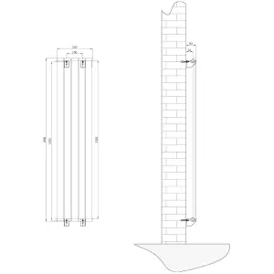 Porter Black Double Vertical Flat Panel Radiator - 1600x340mm