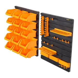 TOUGH MASTER Small Parts Wall Mounted Storage Organiser with 2 x Wall Panels & 15 x Plastic Bins - 35 Pieces (TM-UPT-6020)