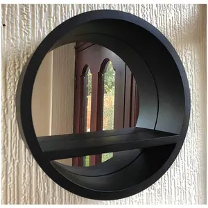 Black Round Mirror Shelf Decorative Wall Shelf