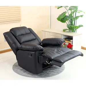 Loxley Bonded Leather Recliner Armchair Sofa Home Lounge Chair Reclining Gaming (Black)