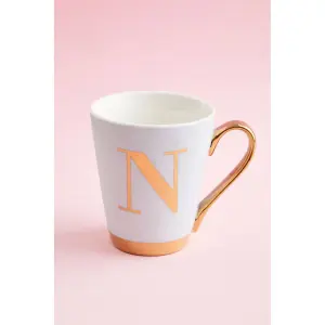 Maison by Premier Mimo White Frosted Deco N Letter Monogram Mug