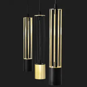 Luminosa Bars Slim Pendant Ceiling Light Black, Gold 10cm