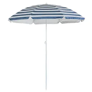 Harbour Housewares - Metal Beach Parasol - 1.74 x 1.93m - Blue Stripe