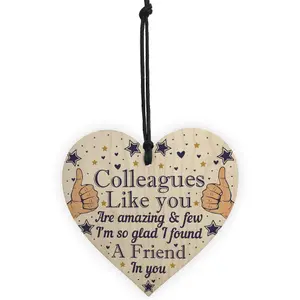 Red Ocean Colleague Thank You Gifts Wooden Hanging Heart Plaque Friendship Gift Sign Work Leaving Gifts For Colleagues