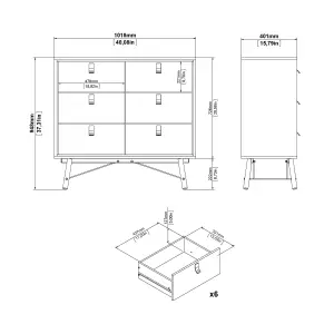 Ry Small Double Chest of 6 Drawers in Jackson Hickory Oak