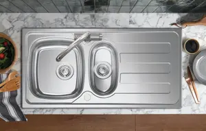 Clearwater Kudos 1.5 Bowl and Drainer Stainless Steel Kitchen Sink 1000x500 - KU150