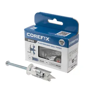 Corefix Spike Plasterboard Fixing. 4pk with M5x60mm screws