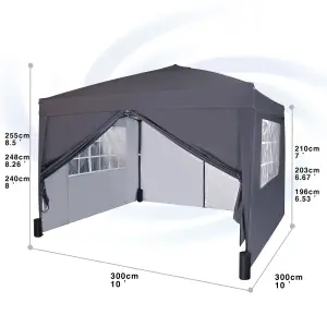 MCC Direct Gazebo 3x3 Pop up with Sides Grey