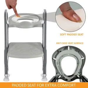 Children Toilet Seat & Ladder Toddler Training Step Up Easy Fold Down For Kids