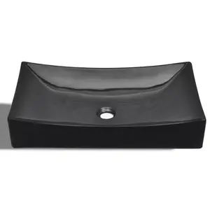 Marini Ceramic Rectangular Bathroom Sink Black