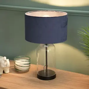 Glass Desk Lamp Black / Navy