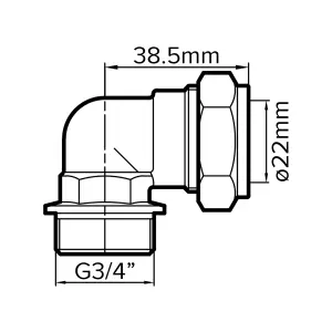 Plumbsure Compression 90° Pipe elbow (Dia)22mm 22mm