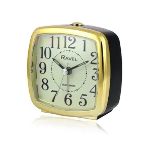 Analogue Quartz Movement / Crystal Alarm Tabletop Clock Black/Gold