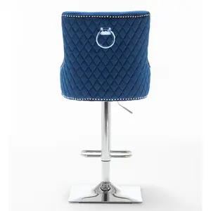 Portland Swivel Upholstered Adjustable Height Counter Stool with Metal Frame Blue