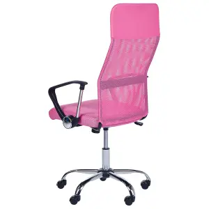 Beliani Minimalist Office Chair Pink DESIGN