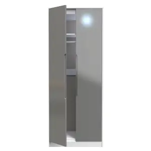 Turin 2 Door Wardrobe in Grey Gloss & White (Ready Assembled)