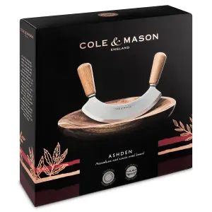 Cole & Mason Ashden Acacia Mezzaluna Hachoir Herb & Chopping Board