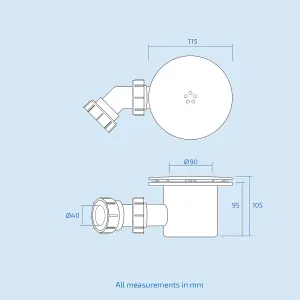 Nes Home 90mm Chrome Top Fast Flow Shower Tray Waste for Shower Enclosures