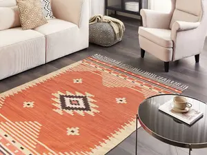 Cotton Kilim Area Rug 140 x 200 cm Orange GAVAR