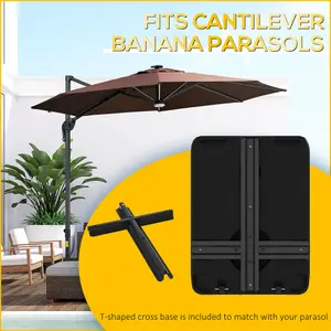 Outsunny Fillable Cantilever Parasol Base for Banana Parasol with Wheels