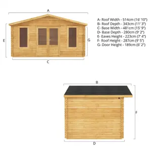 Waltons Wooden Log Cabin 5m x 3m Retreat Summerhouse Garden Room - 28mm Double Glazed