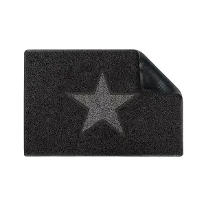 Star Medium Doormat in Black with Grey Star