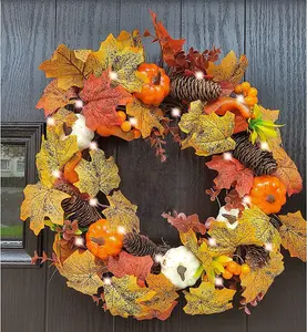 Best Artificial Pre-Lit 50cm Autumn Winter Halloween Wreath