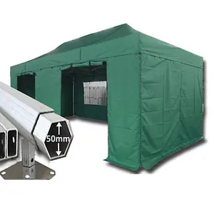 3m x 6m Extreme 50 Instant Shelter Pop Up Gazebos Frame, Canopy & Sides - Green