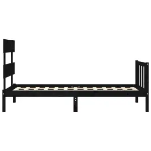 Berkfield Bed Frame with Headboard Black 90x200 cm Solid Wood