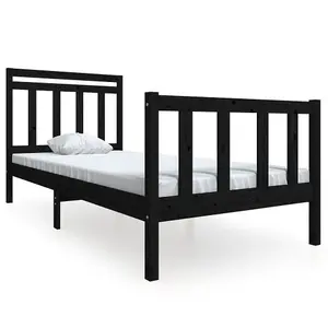 Berkfield Bed Frame Black Solid Wood 100x200 cm