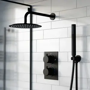 Nes Home 2 Dial 2 Way Round Concealed Thermostatic Shower Mixer,Head & Handset set