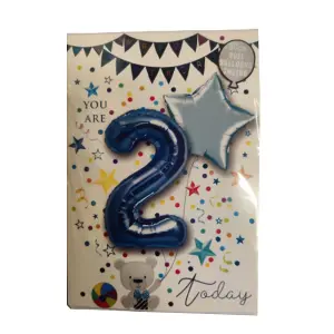 Sensations You Are 2 Today Star Foil Balloon (Pack of 2) Blue (One Size)