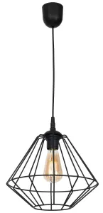 Milagro Colin Black Pendant Lamp 1XE27 Hand Made Matt Black Cage Style Lamps Creating Industrial Chic