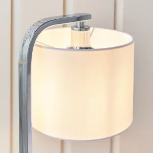 Anson Lighting Evan Chrome and Faux White Silk Table Lamp