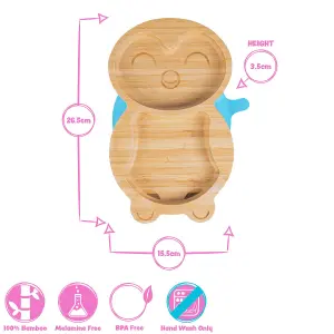 Bamboo Penguin Baby Weaning Plate & Fork Set - Beige