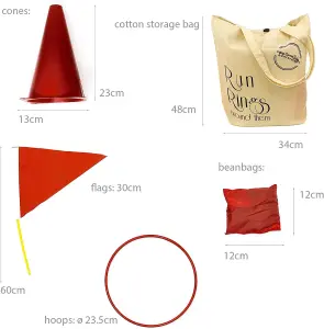 Sports Day Kit - Includes Cones, Bean Bags and Throwing Rings Equipment - for Kids and Adults