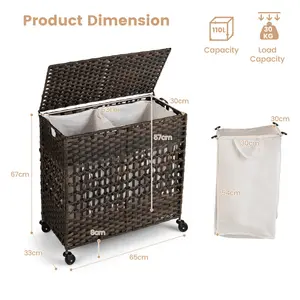 Rolling Laundry Hamper with Handles