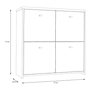 Best Chest Storage Cabinet with 4 Doors in Artisan Oak/White