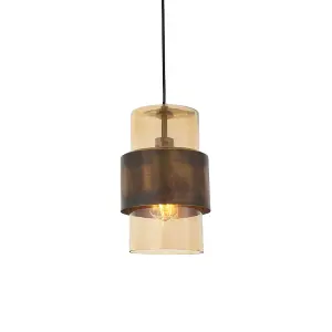 Luminosa Palermo Pendant Ceiling Light Brass Patina & Champagne Lustre Glass